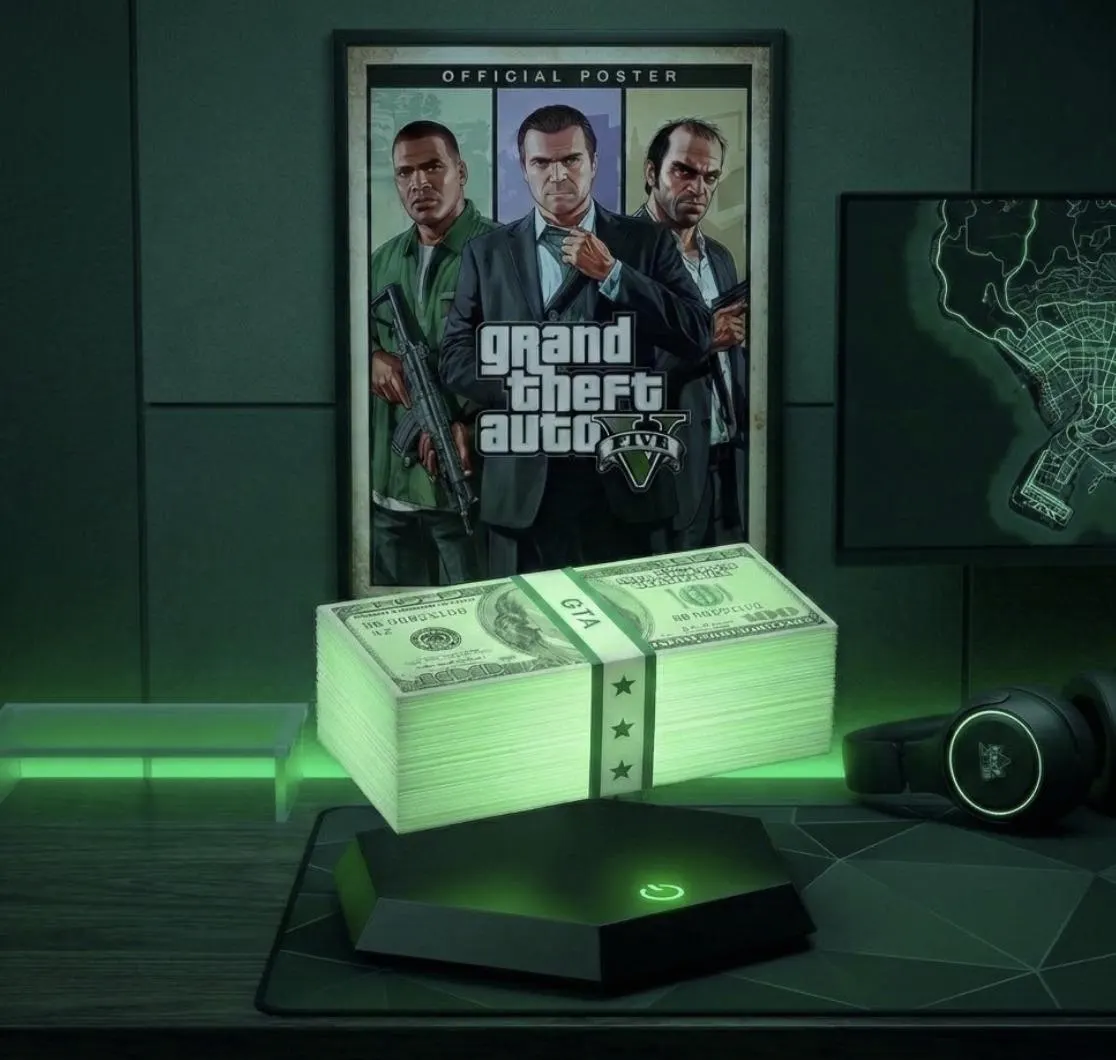 Glow District lamp in a gaming room
